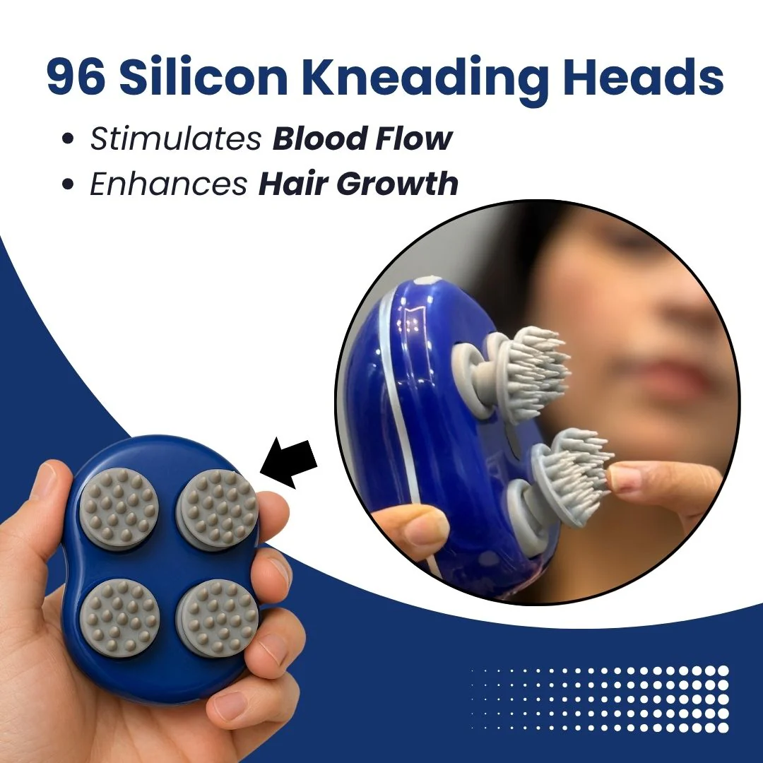 Scalp Massager | Rechargeable |Silicon Kneading Points | Scalp, Body & Head Massager for Hair Growth (Colour May Vary) - Image 3