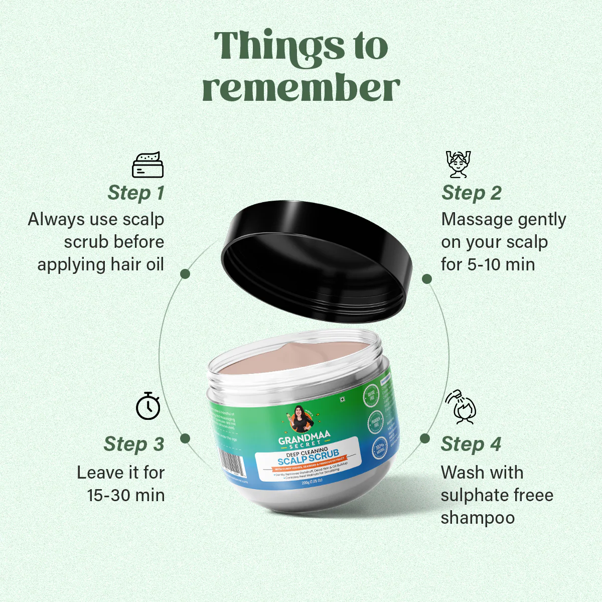 Scalp Scrub with Curry Leaves & Seaweed - Removes Dandruff, Dead Skin & Oil Buildup - 200g - Image 6